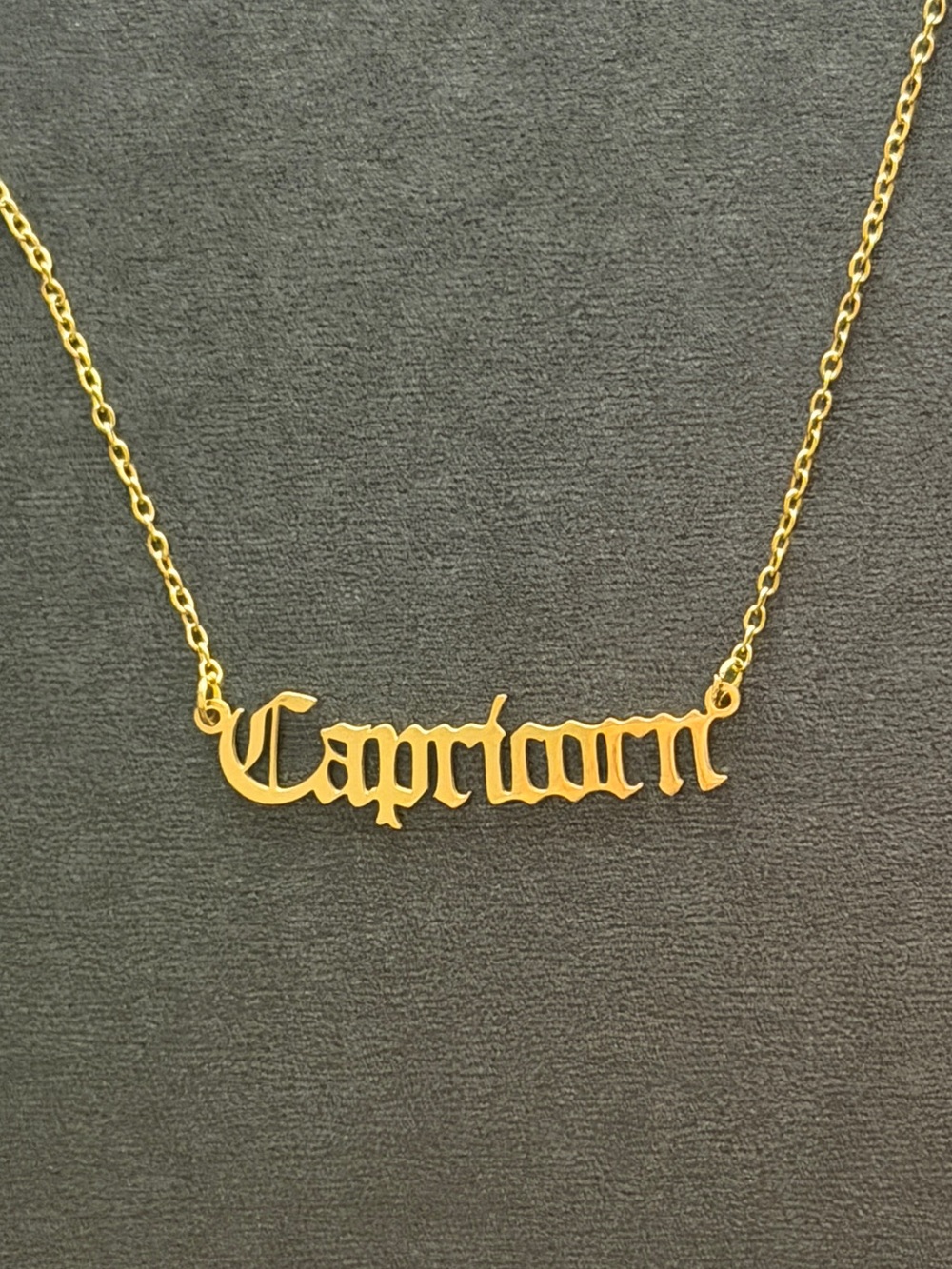 Gold Capricorn Nameplate Necklace - Women's Zodiac Jewelry - Picture 1 of 5